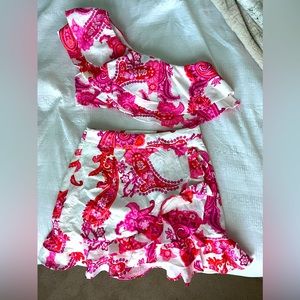 One shoulder skirt set